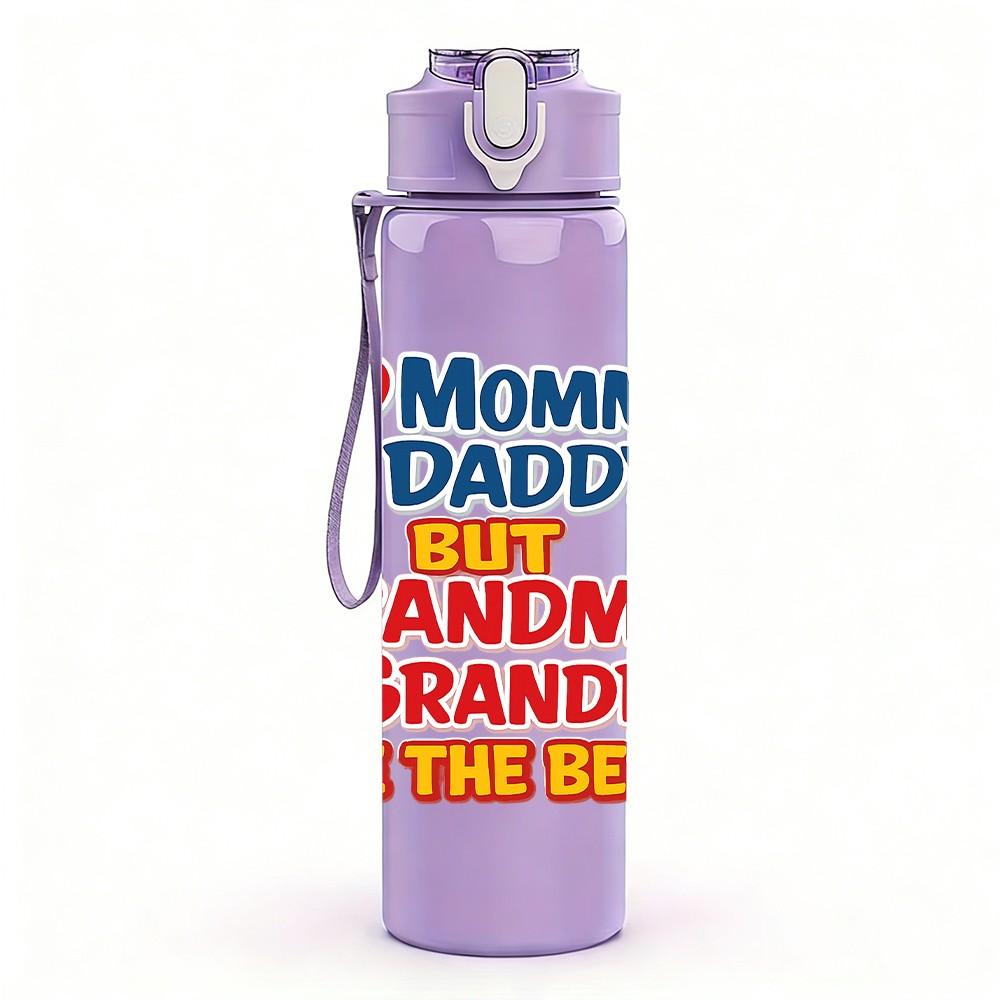 1PC I Love Mommy Daddy 750ml Color Plastic Sports Water Bottle Leakproof Flip Straw Lid Suitable for Sports Office Home Use