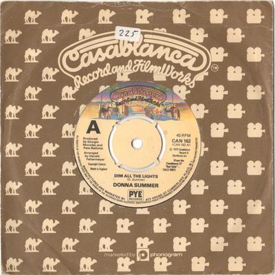 7-дюймовая пластинка DONNA SUMMER - Dim All The Lights CAN162 Casablanca 1979 UK Соул/Фанк Б/У