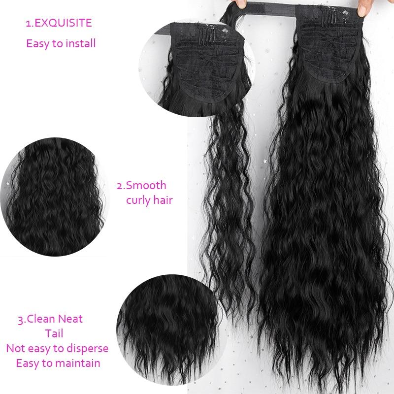 Synthetic Corn Wavy Long Ponytail Hairpiece Wrap On Clip Hair Extensions Ombre Brown Pony Tail Blonde Fack Hair