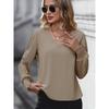 2025 Women's Solid Color Shirt with Pleated Lantern Sleeves Casual Office Tops for Spring Autumn Hot Sale