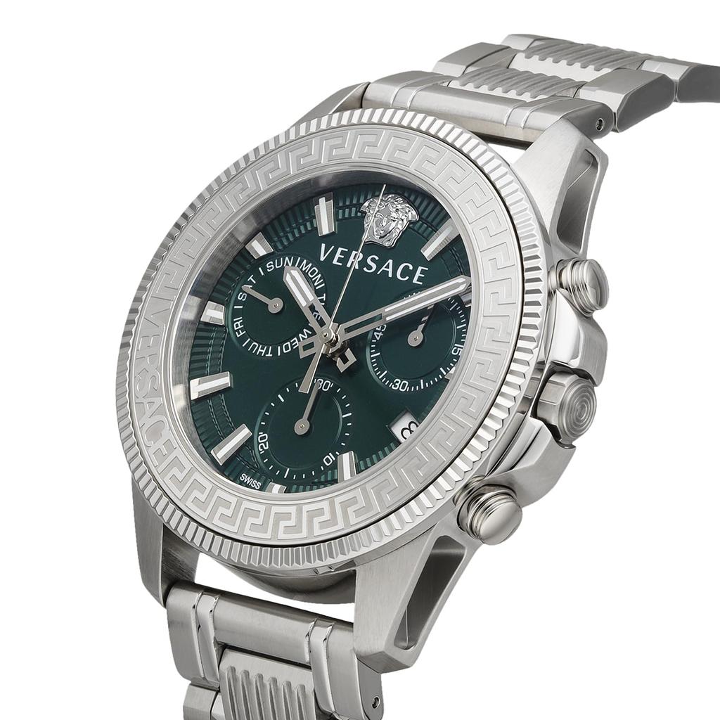 Часы GRECA ACTION CHRONO Зеленый циферблат Нержавеющая сталь Сапфировое стекло Кварцевые 45MM Швейцарские часы VE3J00422 Серебряные [Versace] Мужские [Товар]