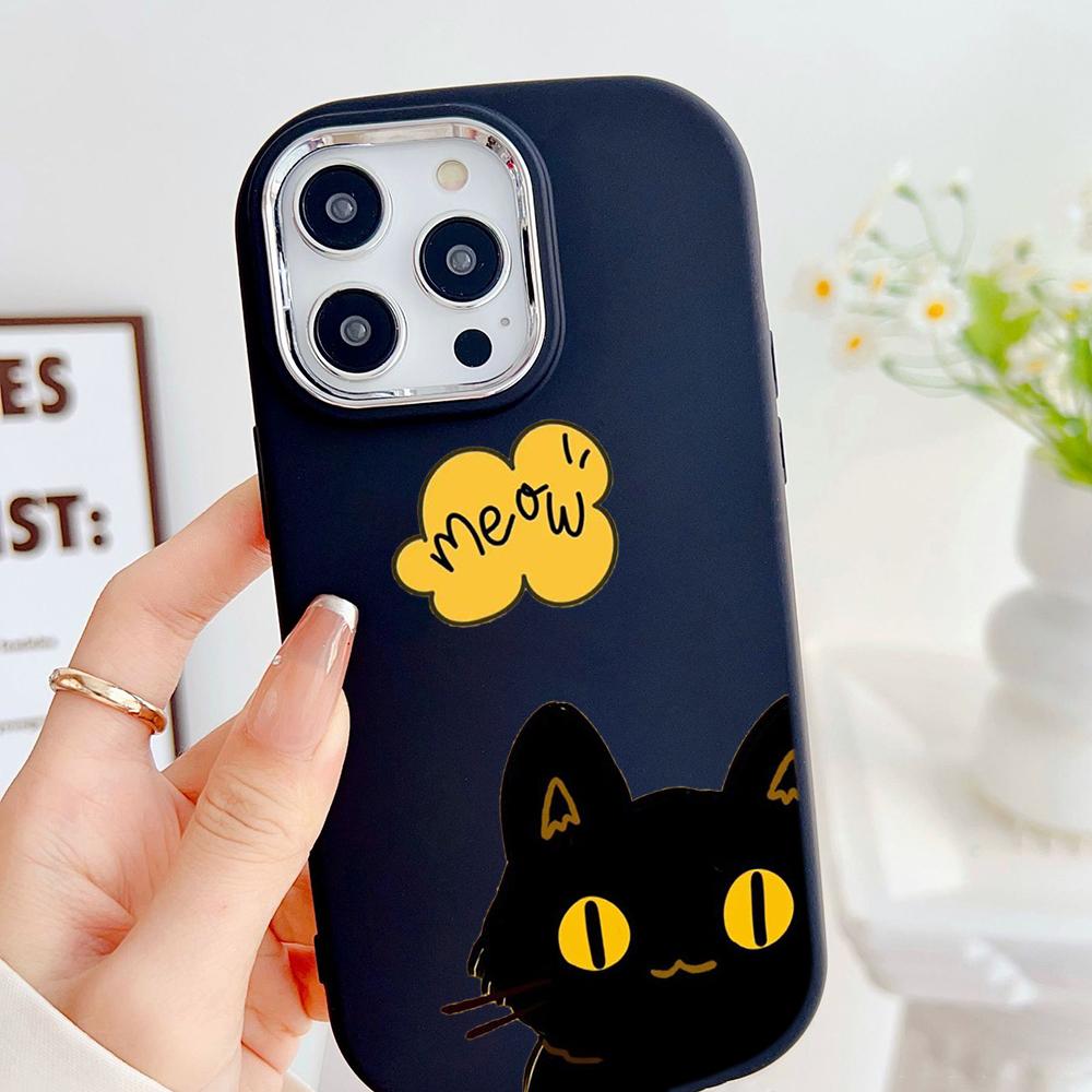 LZ9 мультяшный кот милый художественный дизайн мягкий чехол для телефона Samsung S24 Ultra S23 Plus S21 A16 A54 A34 A06 Infinix Hot 40 30i защита объектива противоударный чехол