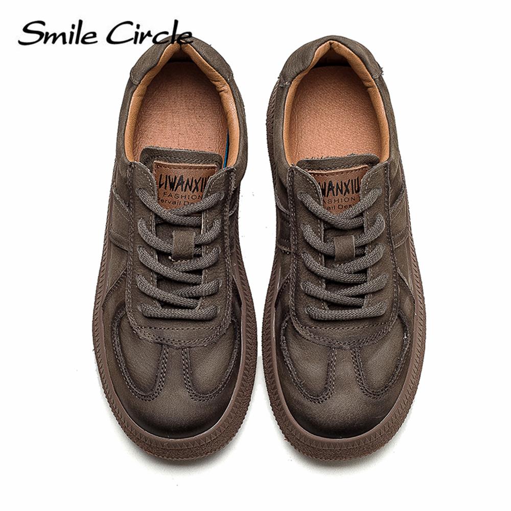 Женские кроссовки из натуральной кожи, низкие туфли на плоской подошве с круглым носком, модная удобная женская повседневная обувь