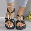 2024 Новое поступление женские сандалии летние бохо стиль открытый носок слип на толстом каблуке платформа с бисером сандалии для отдыха на пляже обувь