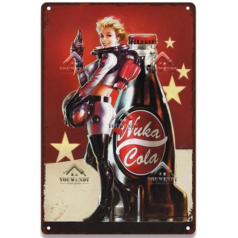 Металлическая табличка с постерами напитка Nuka Cola - Идеальный декор для стены паба, игровых зон, ретро-игровой тематики, металлическое искусство
