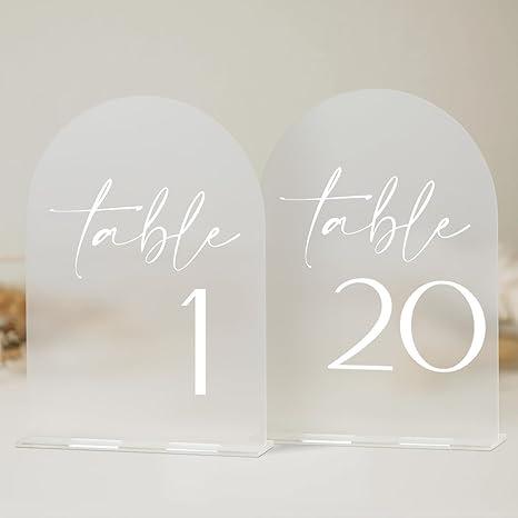 Arch Acrylic Wedding Table Number Card with Stand Mirrored Table Number Holder for Wedding Reception,Party,Anniversaries,Event