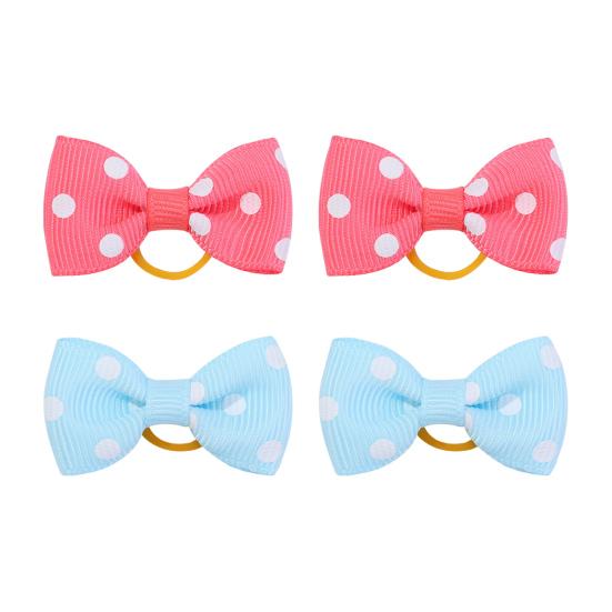 Dog Small Hair Bowknot with Rubber Bands Handmade Hair Dot Bow Pet Grooming Accessories for Party Christmas Birthday