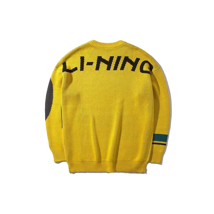 Li Ning X Disney Mickey свободный крой круглый вырез свитер мужской свитер желтый AMBP005-2