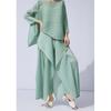 Miyake Pleats 2025 Высококачественный асимметричный плиссированный топ и брюки-клеш - Художественный стройнящий дизайн