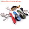 Stainless Steel Cutlery 4 In 1 Outdoor Picnic Tableware Foldable Knife Fork Spoon Bottle Opener Folding Pocket Cutlery Set