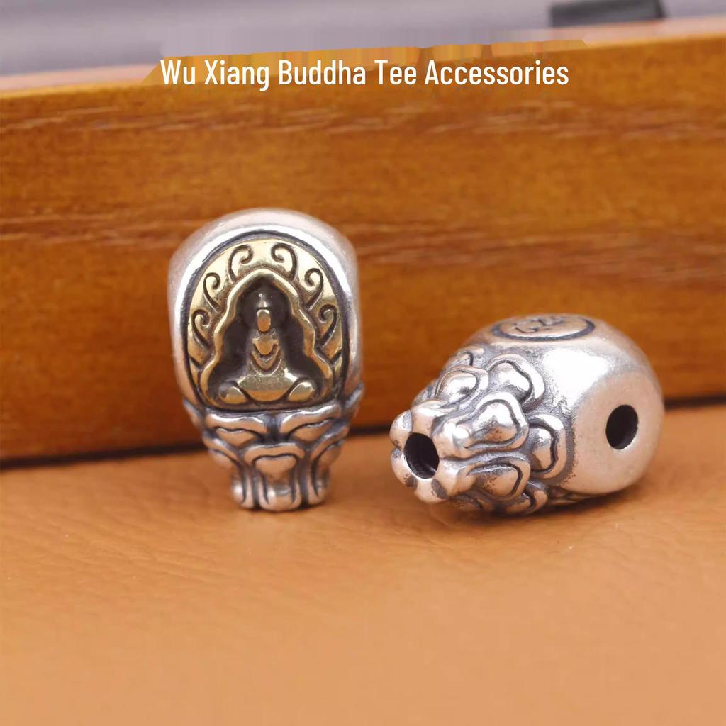 Браслет ручной работы в тибетском стиле с бусинами в виде головы Будды Дайнити Татхагата