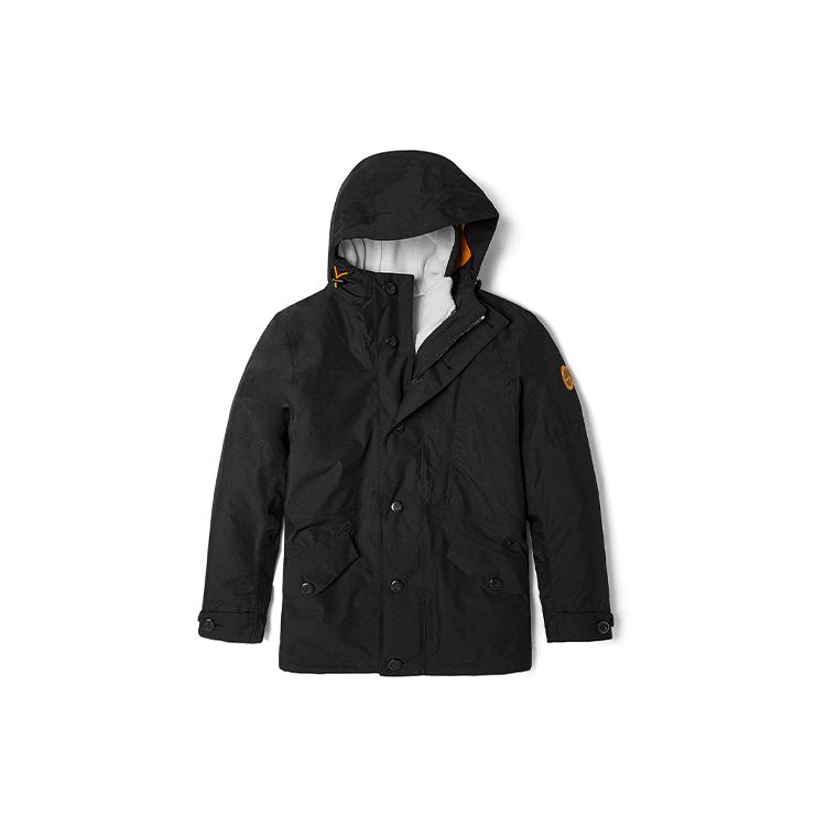 Timberland Куртка мужская с капюшоном и логотипом на флисовой подкладке Three In One, черная A448C-001