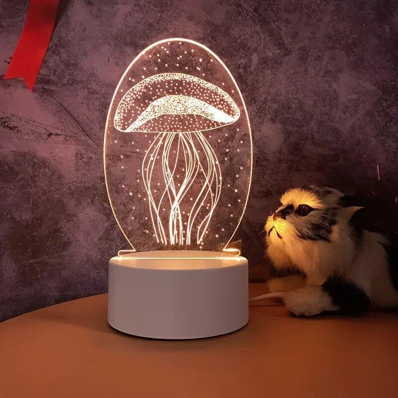 3D лампы акриловые светодиодные ночные огни медведь динозавр детский ночник светодиодный для украшения спальни Рождественский декор сувениры для свадебной вечеринки