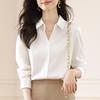 High-End White Satin Shirt for Women: Elegant, Professional, and Stylish Top