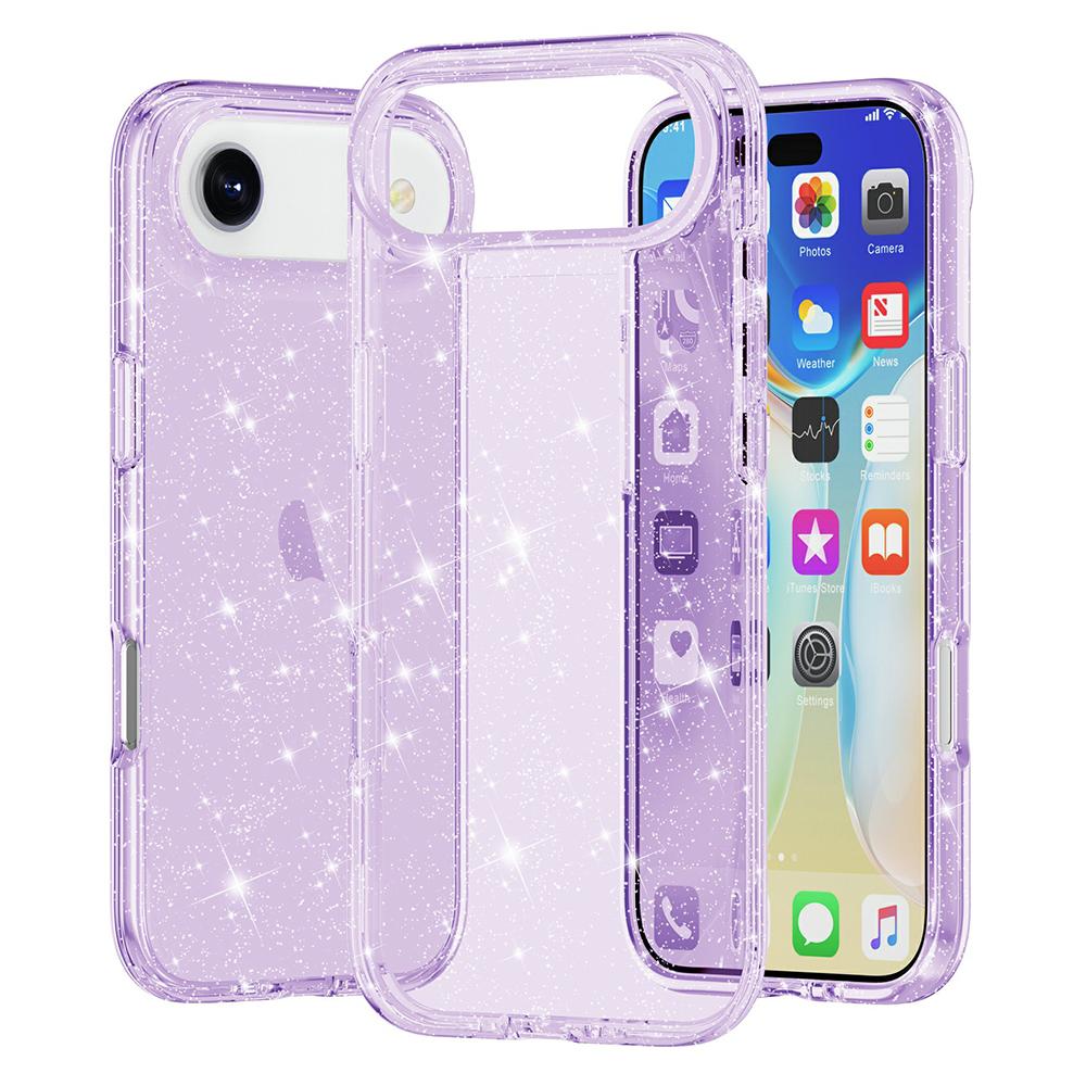 For iPhone 17 Air Case Sparkly Powder Glitter Shiny Soft TPU+Hard PC Back Cover