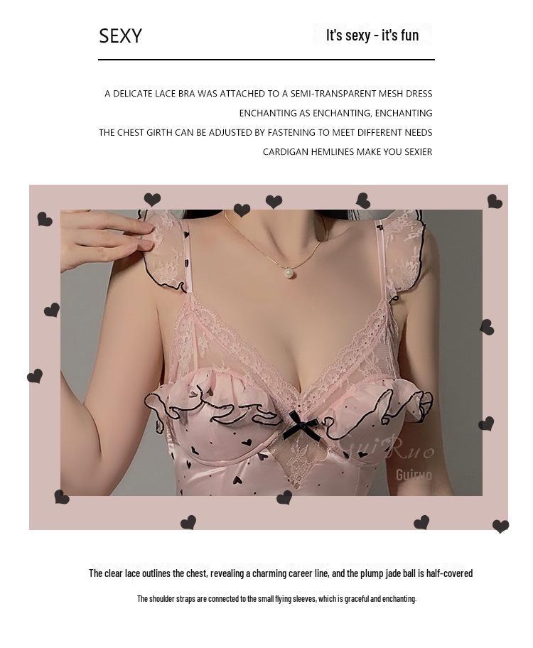 Guiruo Deep V кружевная ночная рубашка с бюстгальтером с подкладкой - женская большого размера 