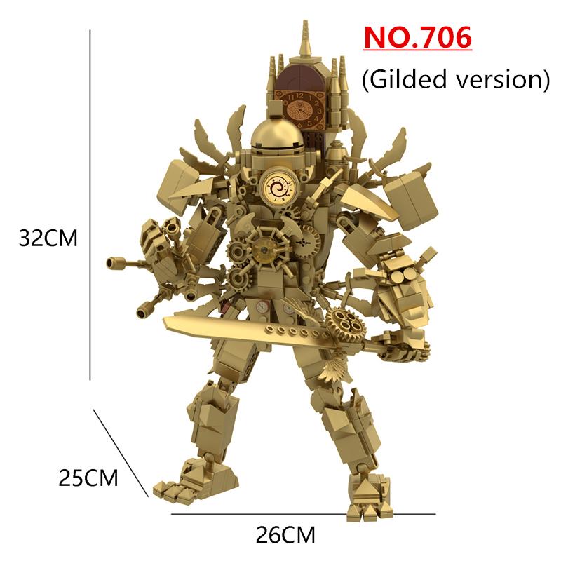 New Skibidi Toilet Building Blocks Set Gold Clock Man With Sword Guitor Speaker Man Titan Computer Man Toys For Boys Xmas Gifts