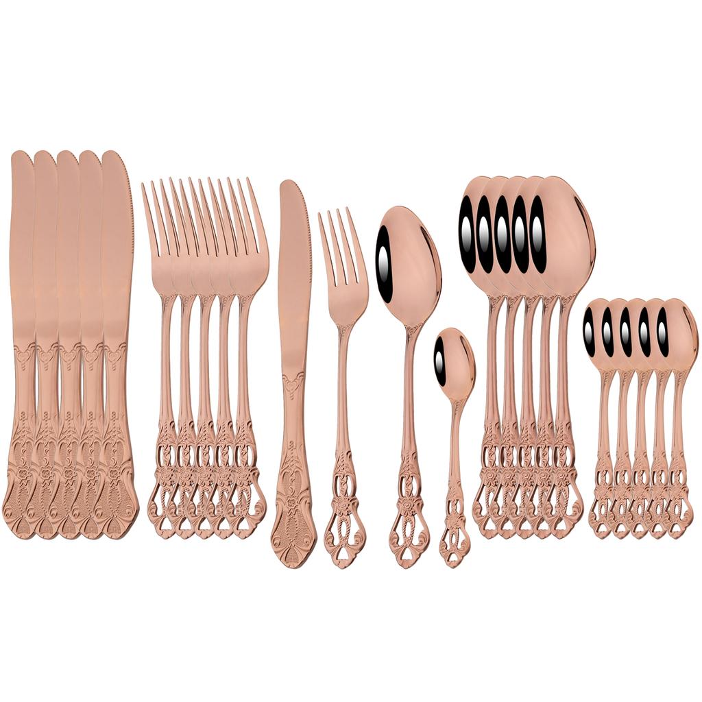 24 шт., нож, вилка, кофейная ложка, набор столовых приборов, разноцветный набор столовой посуды, столовые приборы из нержавеющей стали, посуда, западные кухонные аксессуары