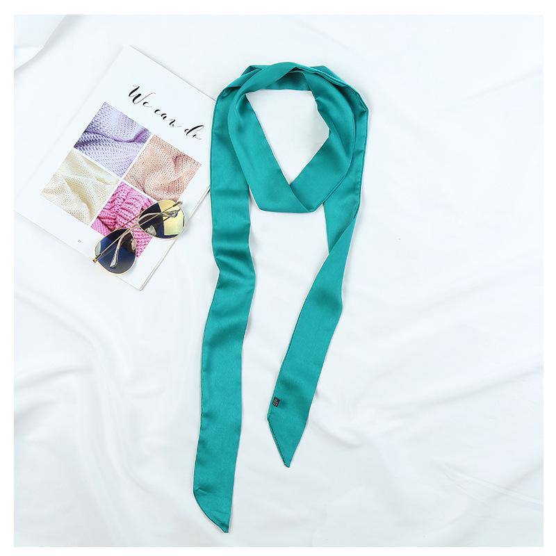 Women's Solid Silk Ribbon Scarf: Thin, Long, Narrow Neck Tie & Shirt Accessory