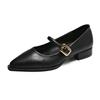 Retro Mary Jane Shoes Elegant Pointed Toe Buckle Belt Shallow Low Heels Office Career Pumps Casual Footwear Female Zapatos