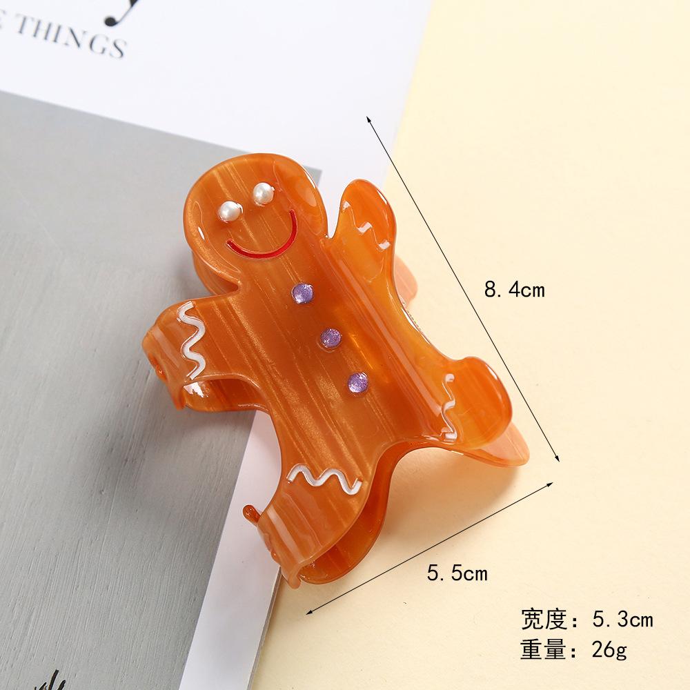 Рождественская мультяшная заколка для волос в виде пряничного человечка, рождественская леденцовая трость, простая заколка-краб, универсальная повязка для волос для通勤, аксессуар для волос