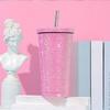 Insulated Straw Tumbler Stainless Steel Rhinestone Cup 24 Hour Hot Cold Water Coffee Drinkware For Office Travel Gym Accessories