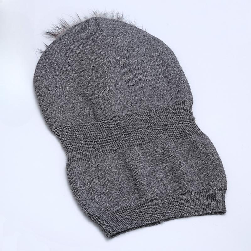 Осенне-зимние вязаные шерстяные шапки для женщин, модные шапки с помпоном, меховая шапка, женские теплые шапки с натуральным мехом енота