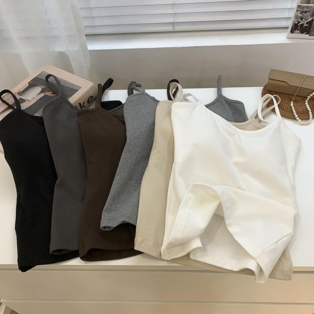 Майка-топ для женщин с нагрудными вкладышами в качестве основы, фиксированная цельная чашка, нижнее белье