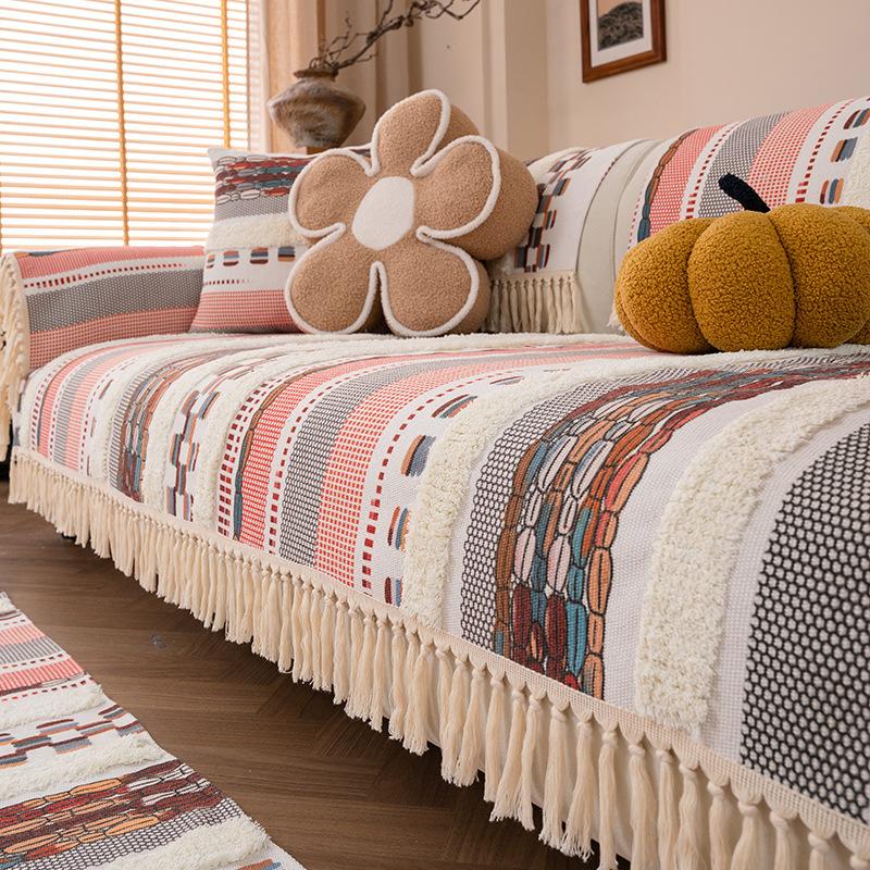 Универсальный чехол на диван из толстого льна «Четыре сезона», устойчивый к царапинам от кошек, протектор для дивана для мебели Airbnb