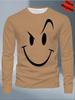Trendy personalized long-sleeved T-shirt, wicked smiley face creative printing, white round neck casual bottoming shirt