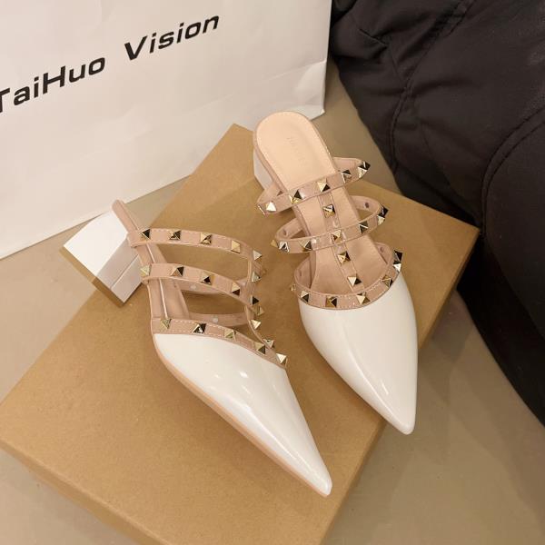 Модная обувь Женская 2025 Лоферы Тапочки Повседневная Закрытый носок На каблуке Мюли Роскошные Летние Остроносые С высоким подъемом Слайды Модные Туфли-лодочки Женская обувь 2025