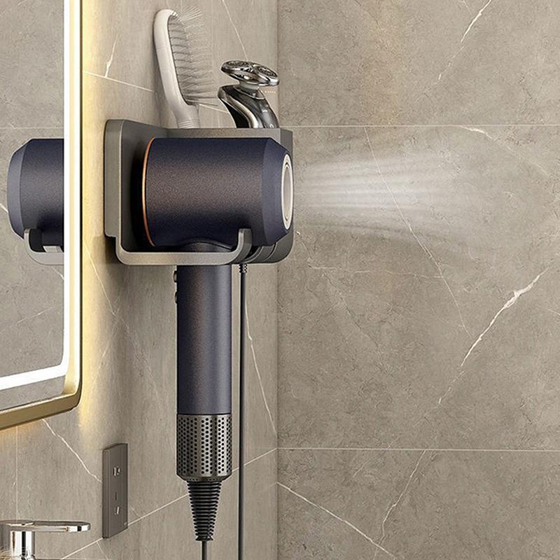 Настенный держатель для фена для ванной комнаты без перфорации, стеллаж для хранения, органайзер, полка