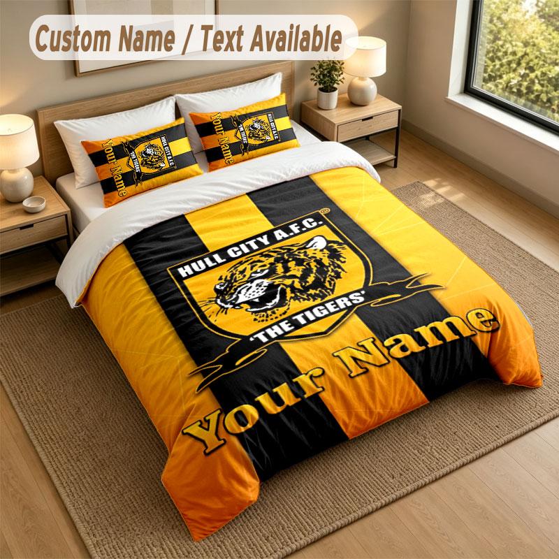 Bedding Set 1 Duvet Cover 2 Pillowcases Hull City Print Soft Bed Linen Bedroom Decor