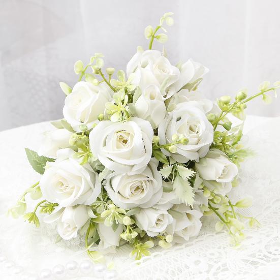 Искусственный цветок розы со стеблем Реалистичный домашний офисный стол Центральная часть свадебного букета из искусственных цветов Поддельная цветочная композиция Украшение для фотосессии