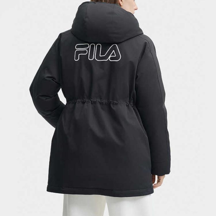 Fila Оригинальная теплая универсальная парка средней длины с капюшоном, пуховик, женская верхняя одежда, черный F11W449911FBK