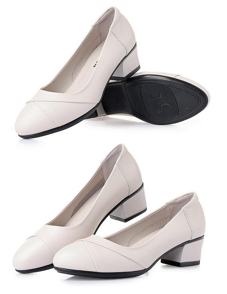 2022 New Soft Leather Mid-Heel Shoes for Women: Comfortable, Soft-Sole Work Shoes for Middle-Aged Mothers