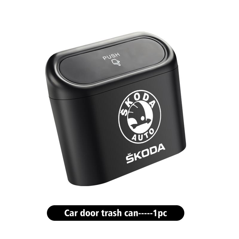 For Skoda Car Garbage Can Storage Box Rubbish Organizer Trash Bin S Kodiaq Octavia 2 3 Yeti Karoq Rapid Fabia VII VRS ZA1