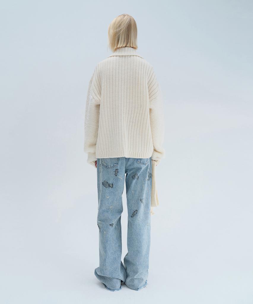 Daiaegeuneol Boucle Collar Knit Cadigan (Ivory)