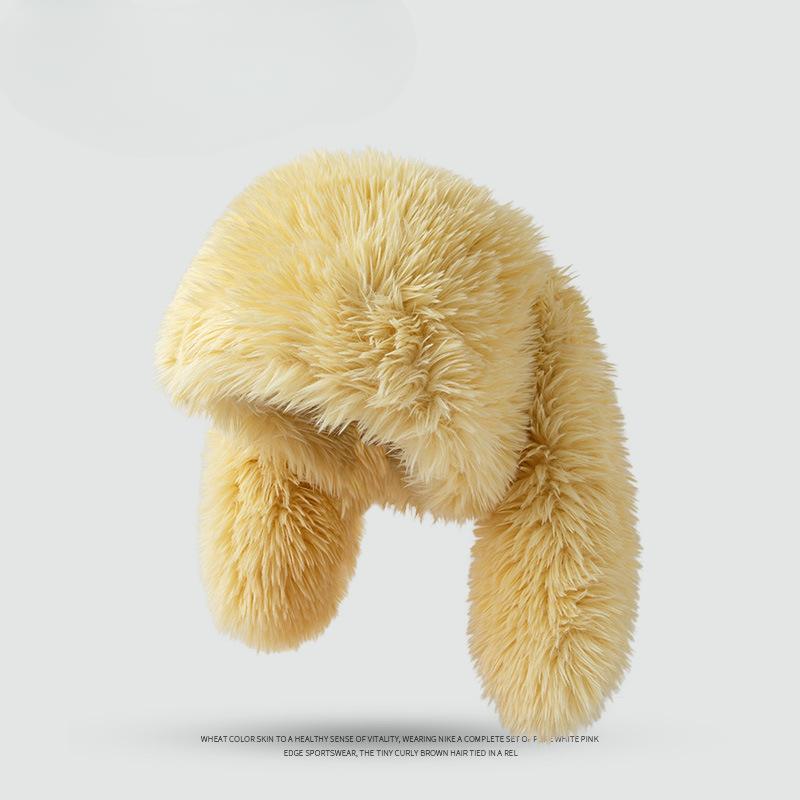 Милая плюшевая шапка с кроличьими ушками для зимы для женщин, утолщенная, теплая, морозостойкая, персонализированная, защита ушей, шапка Baotou