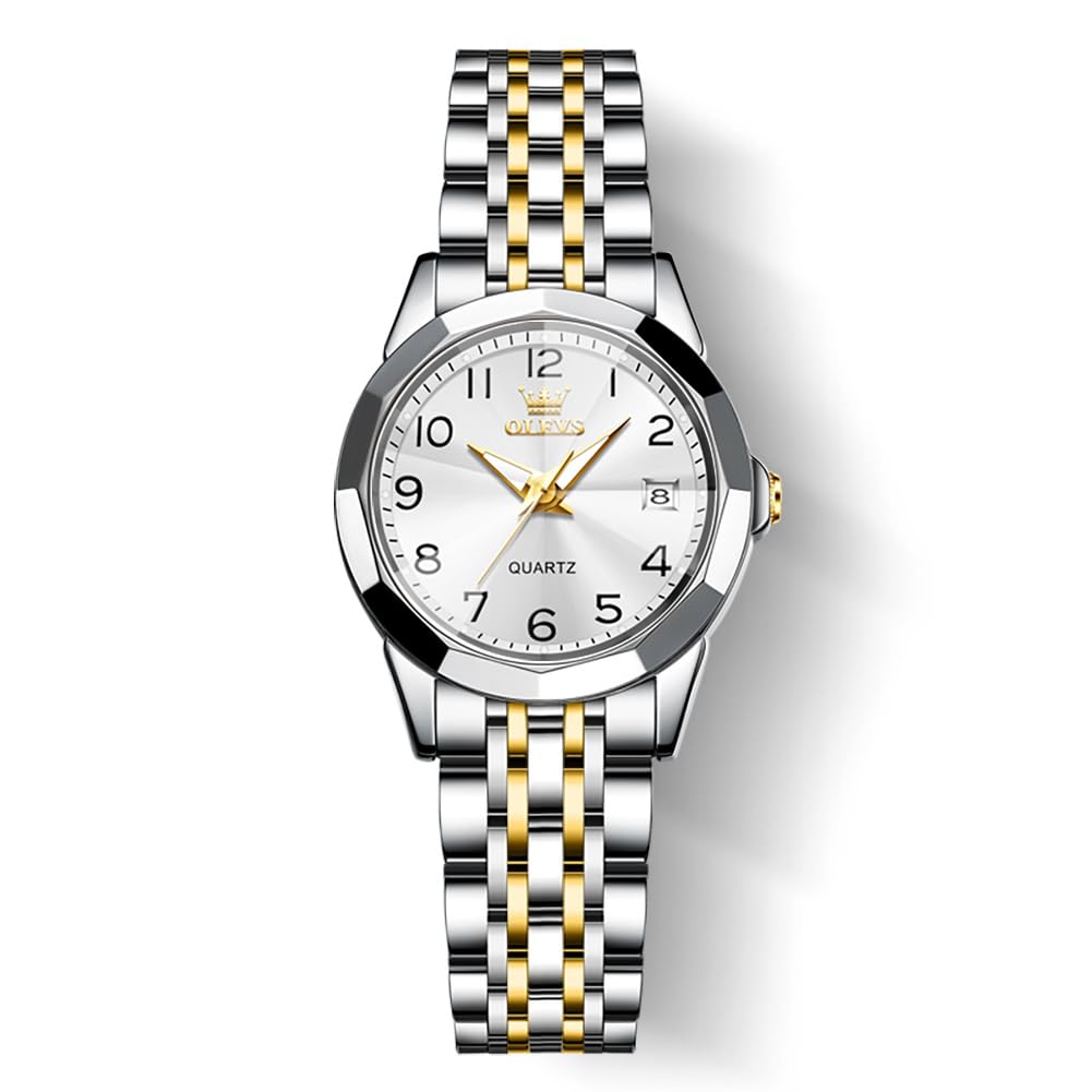 OLEVS Diamond Dial Watch Women's Stainless Steel 27mm Business Gift 50M Water Resistant