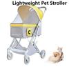One-hand Folding Pet Stroller for Small/medium Dog/Cat 360° Swivel Wheel Large Lightweight Pet Strolling Cart with Brake &Canopy