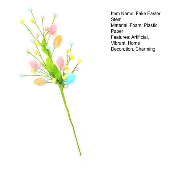 1Pc/3Pcs Artificial Easter Berry Stems with Foam Eggs Decor Spring Faux Floral Picks for Home Centerpiece Vase Arrangements Easter Table Decor