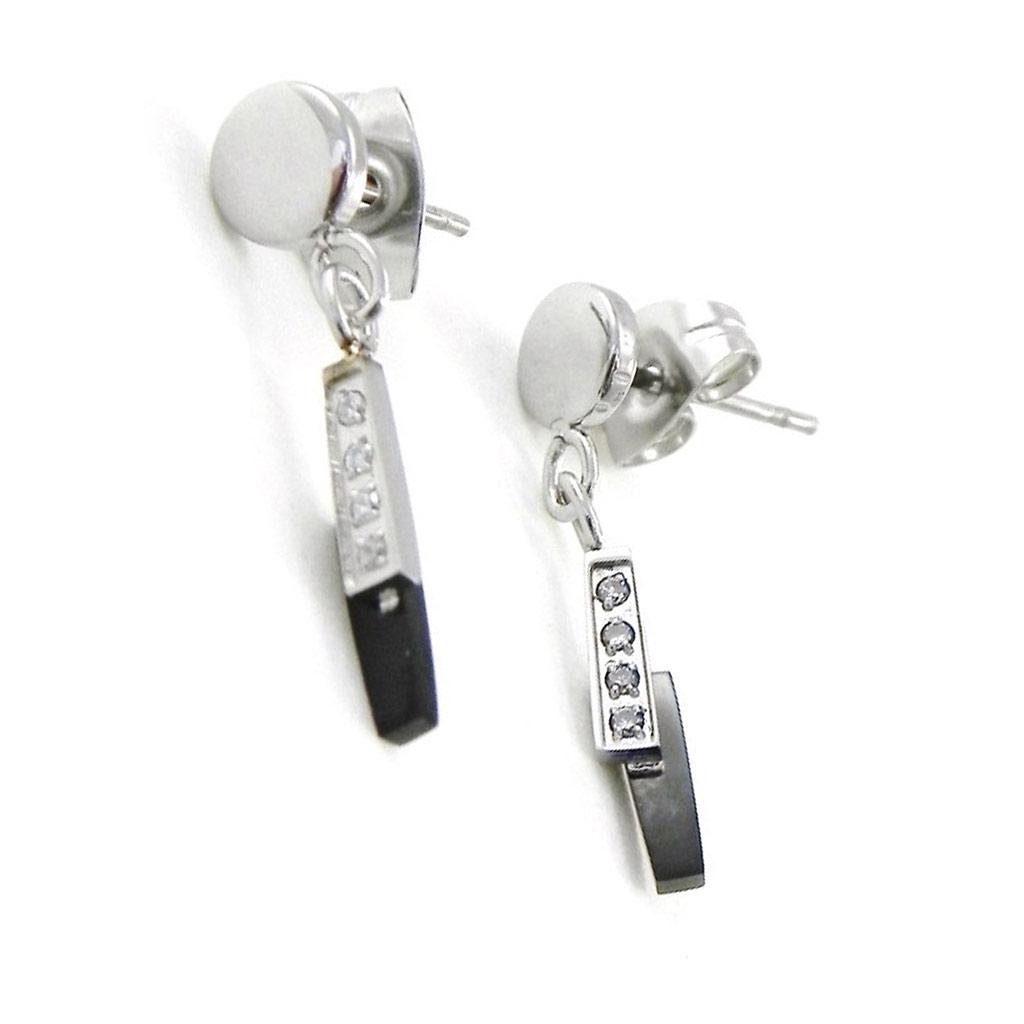 Les Trésors De Lily [I9091] - Silver Ruthenium 'Goddess' Steel Earrings - 22x5 Mm