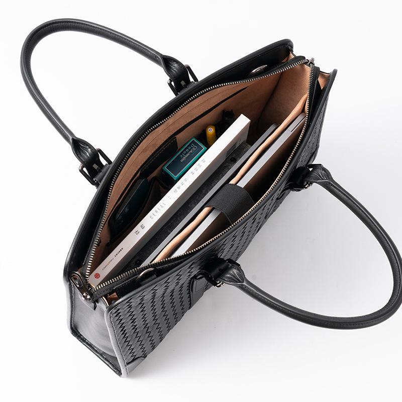 Мужская сумка деловая повседневная первый слой коровьей кожи плетеная мужская сумка большой емкости компьютерный портфель сумка через плечо