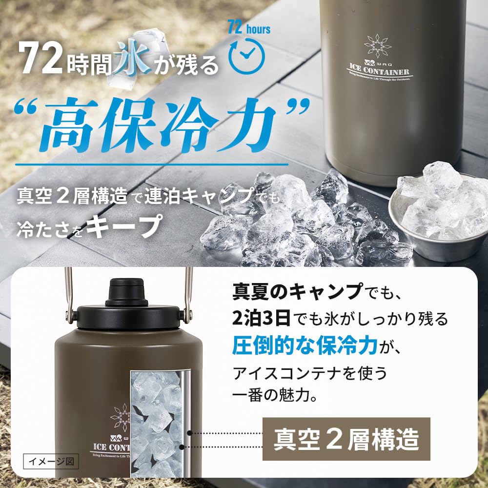 WAQ КОНТЕЙНЕР ДЛЯ ЛЬДА Лед ледник для поддержания холода и широкий для кемпинга и улицы большой вакуумный контейнер из нержавеющей стали, теплый, горловина, использование,