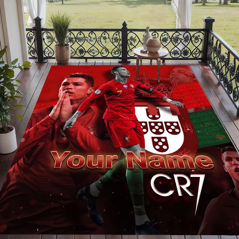 Custom Text Printed Rug Cristiano Ronaldo Non Slip Floor Carpet For Home Room Decor
