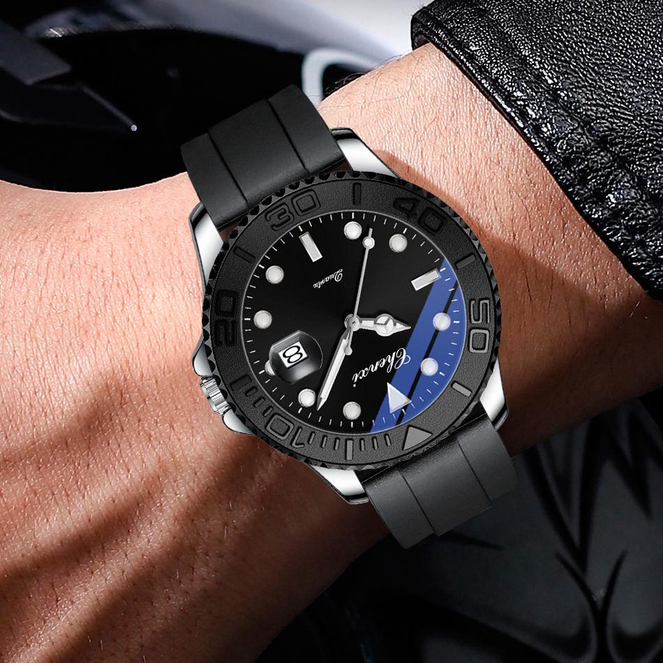 Модные Роскошные Мужские Кварцевые Часы из Нержавеющей Стали с Датой Мужские Часы Водонепроницаемые Светящиеся Деловые Повседневные Мужские Часы Reloj