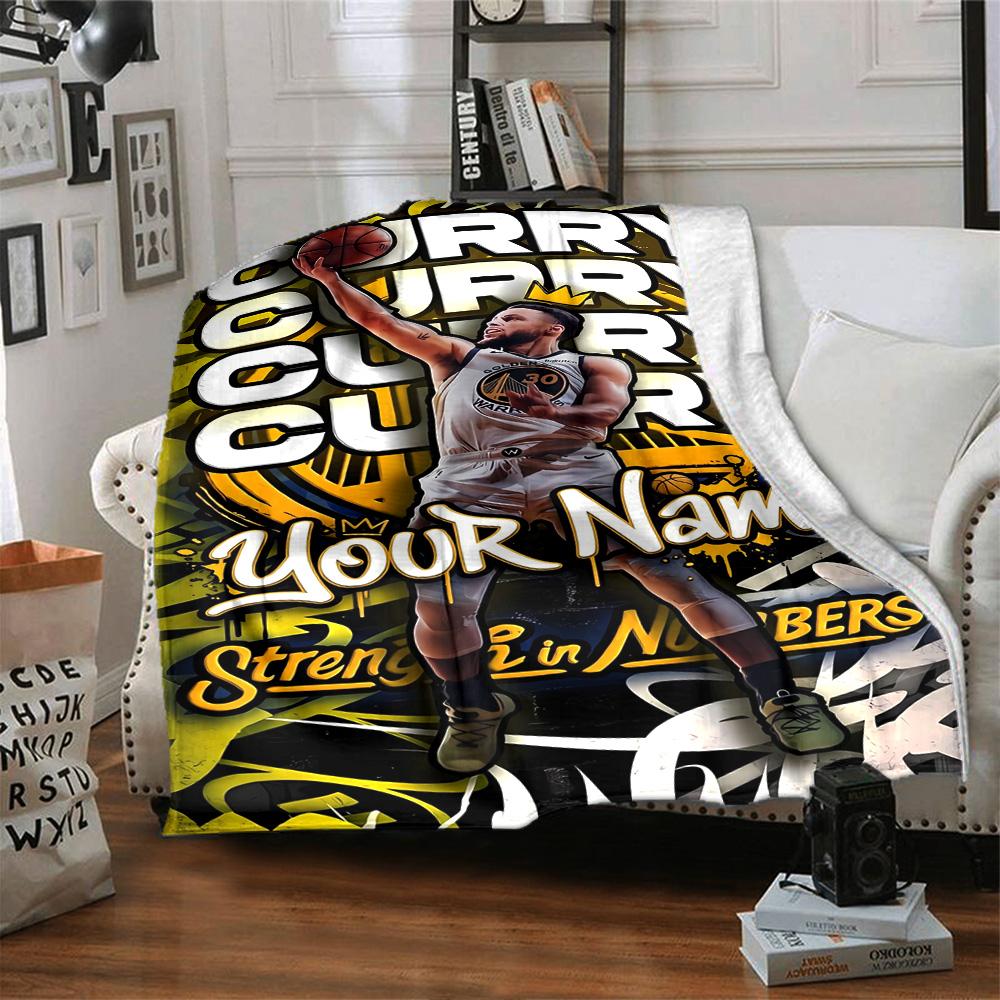 Golden State Curry Game Day Customize Your Name Blanket Lightweight Customizable Blanket Soft & Cozy for Couch Living Room Sofa Bed All-Season Use