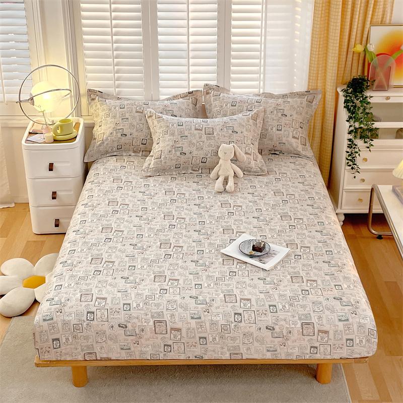 Комплект простыней на резинке с цветочным узором синего и белого цветов, комплект постельного белья из хлопка, приятное для кожи нескользящее покрывало с наволочками