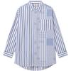 Levis Свободная Удобная Повседневная Рубашка с Полосатым Воротником и Длинным Рукавом Мужские рубашки Синий Белый 003MX-0000
